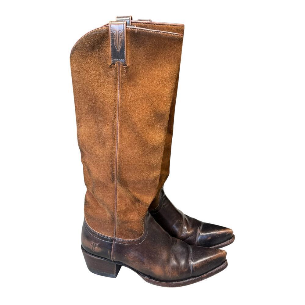 Fyre Vintage Prairie Knee High Brown Leather Pointed Toe Boots Size 6.5 M